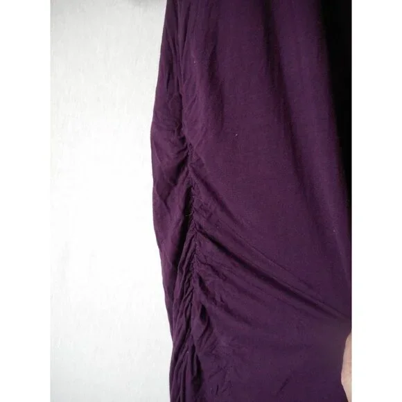 Maternity Motherhood Sz L Purple knit Dress Ruched sides short sleeve - Picture 2 of 4
